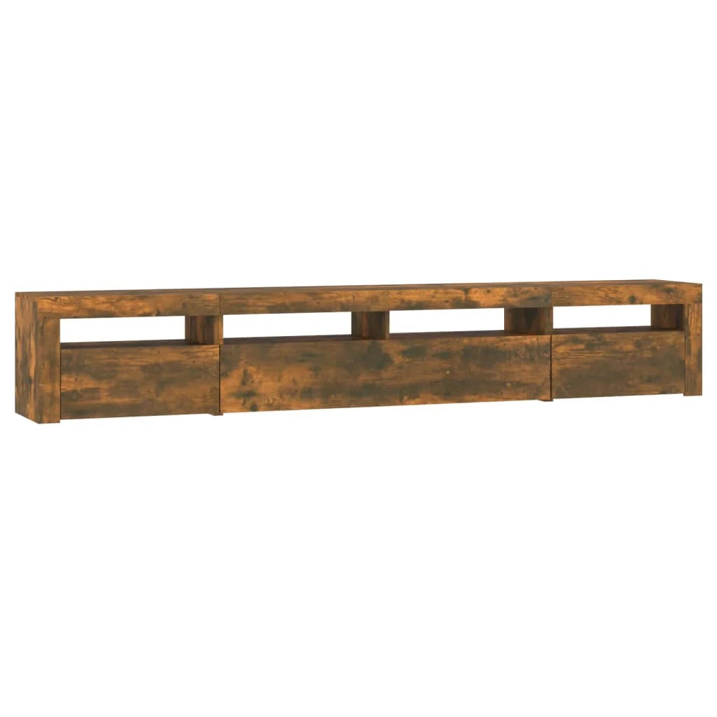Mobile TV multimediale scaffale TV credenza mobile TV per sala da pranzo soggiorno camera da letto con luci a LED rovere affumicato 240 x 35 x 40 cm marrone 02_0026731