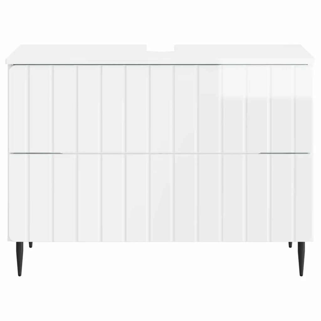 Armadio per Lavabo da Bagno ZWOLLE Bianco Lucido 896359