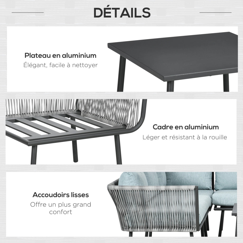 Set divano angolare esterno 4 pezzi ¨C zephmum ¨C grigio polyrattan