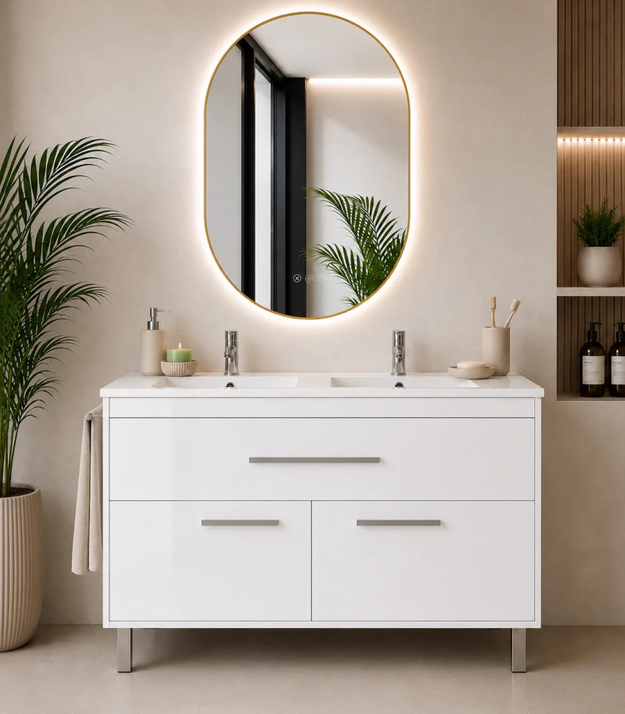 Mobile bagno BAHIA 120x45 cm doppio lavabo Rovere Smoky