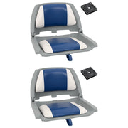 Set Sedile per Barca Pieghevole 4pz con Cuscino Blu-Bianco