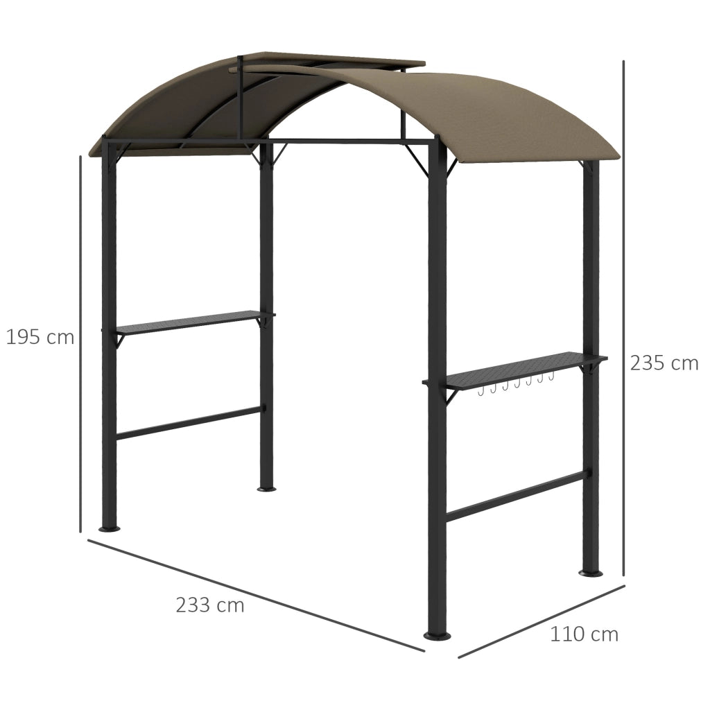 Gazebo per barbecue ¨C Xylo ¨C con 2 ripiani laterali e ganci, struttura in acciaio, 1,1x2,3m, khaki