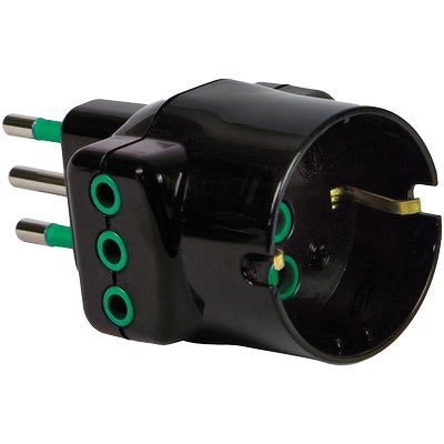 ADATTATORE TRIPLO 10A-10A+SCHUKO GARANTI - NERO 2P+T- 10 pezzi