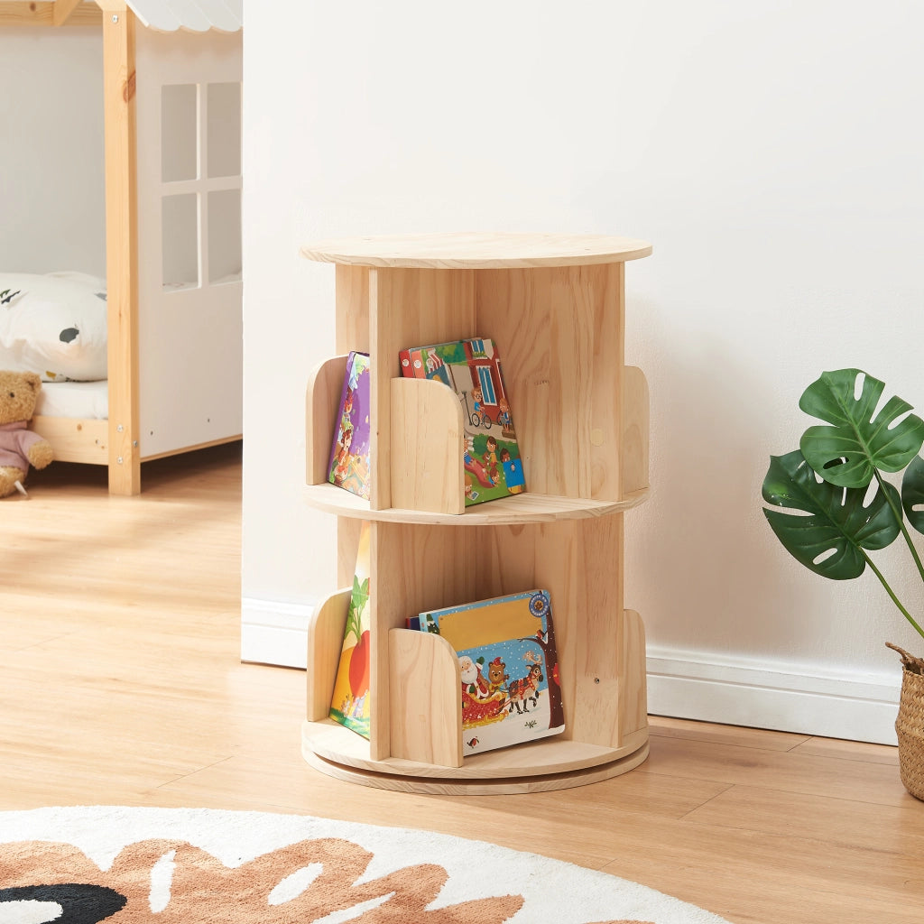 Libreria Girevole Chasek per Cameretta a 2 Livelli in Legno di Pino 65 x Ø44 cm [en.casa]