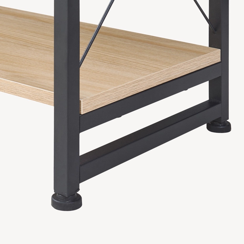 Libreria Skørping a 4 Ripiani Scaffale da Terra 125 x 65 x 30 cm - Nero / Effetto Rovere [en.casa]