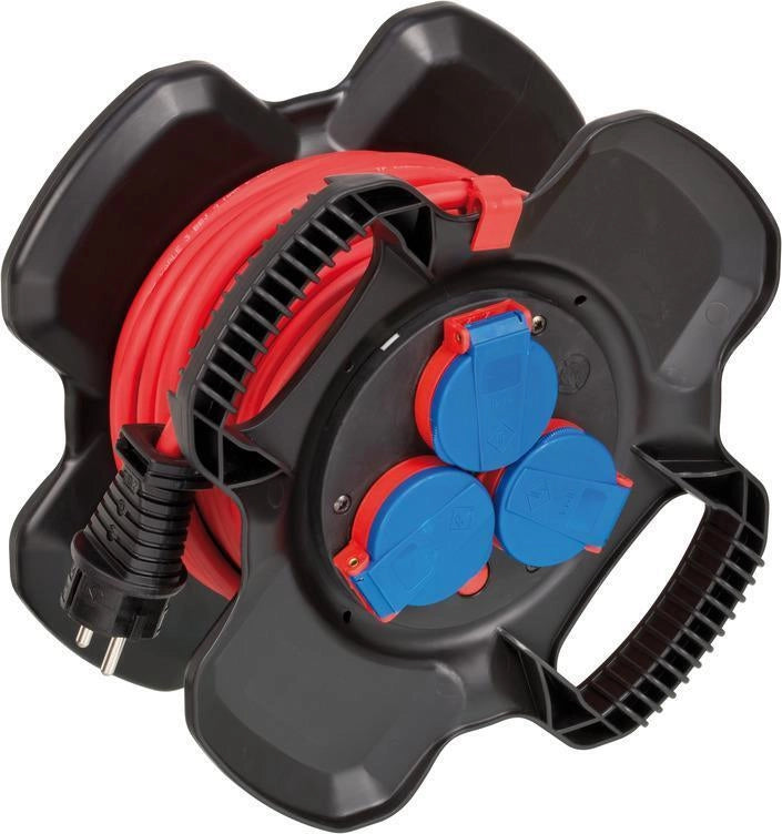 Brennenstuhl 1169710100 X-Gum Avvolgicavo 10 m 3 Prese IP44 colore Nero Rosso