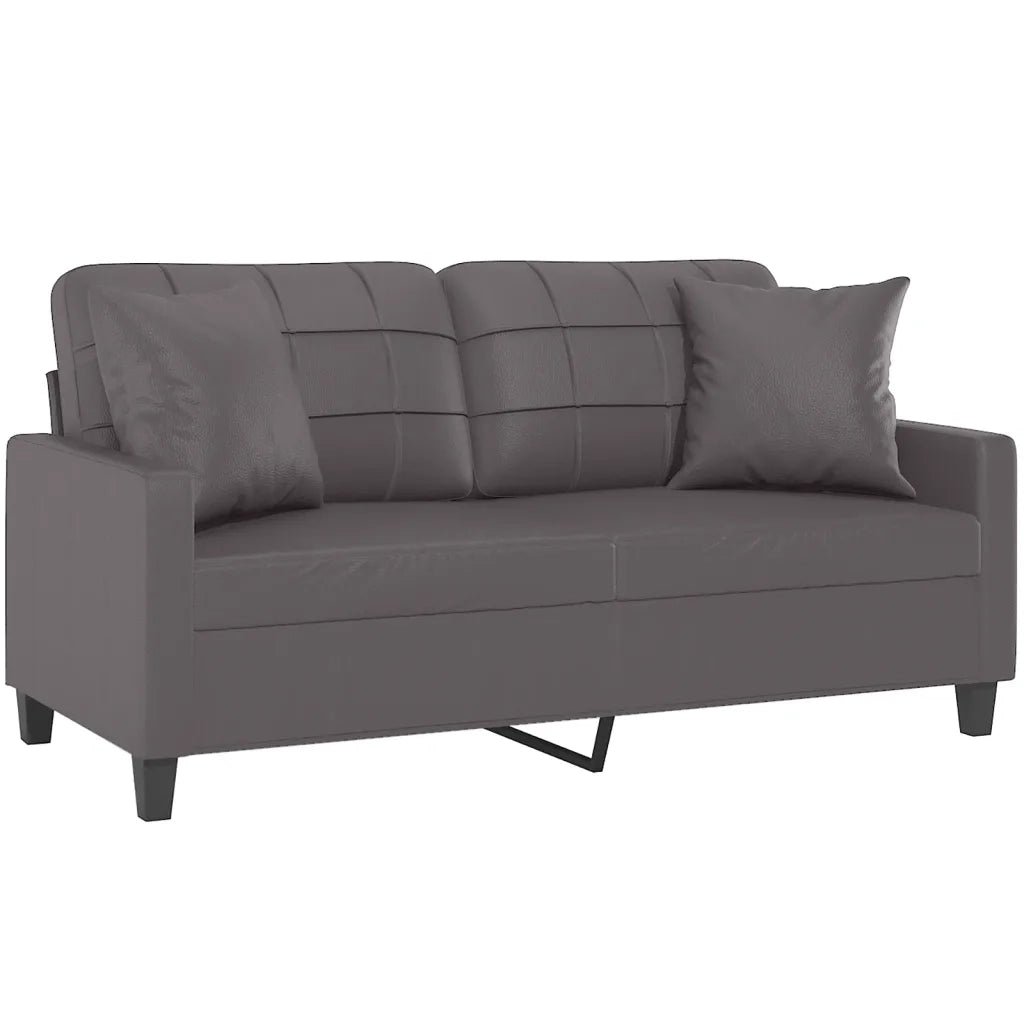 Divano | Divano da soggiorno | Sofa a 2 Posti con Cuscini Grigio 140 cm in Similpelle