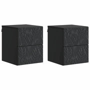 Mobiletto da notte a muro 2 pcs Nero 34,5 x 33 x 40 cm
