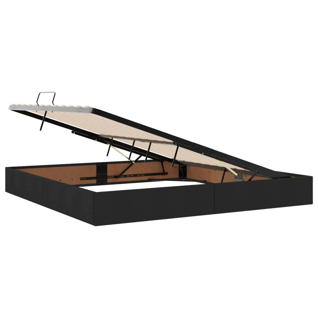 Letto con contenitore LED e materasso Nero 200 x 200 cm Tessuto 3460031