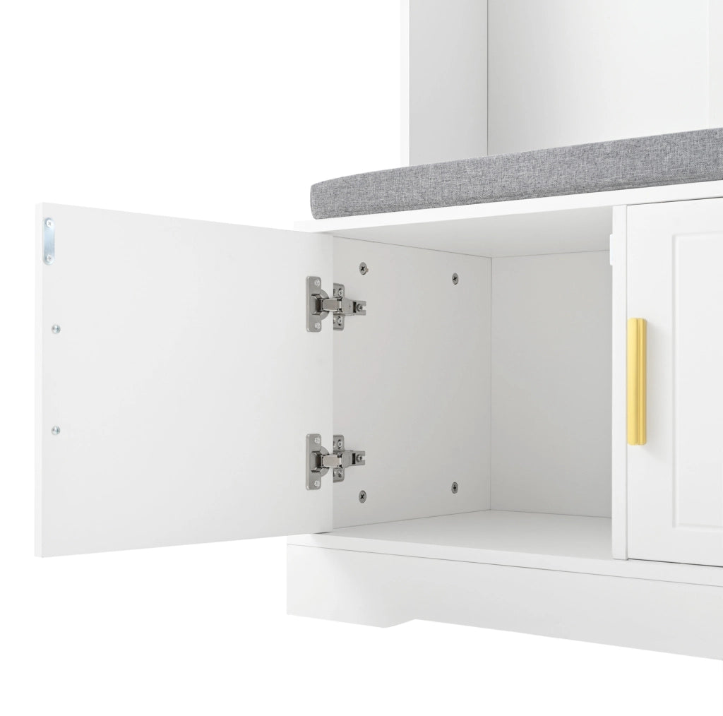 Appendiabiti da ingresso con panca e scarpiera bianco