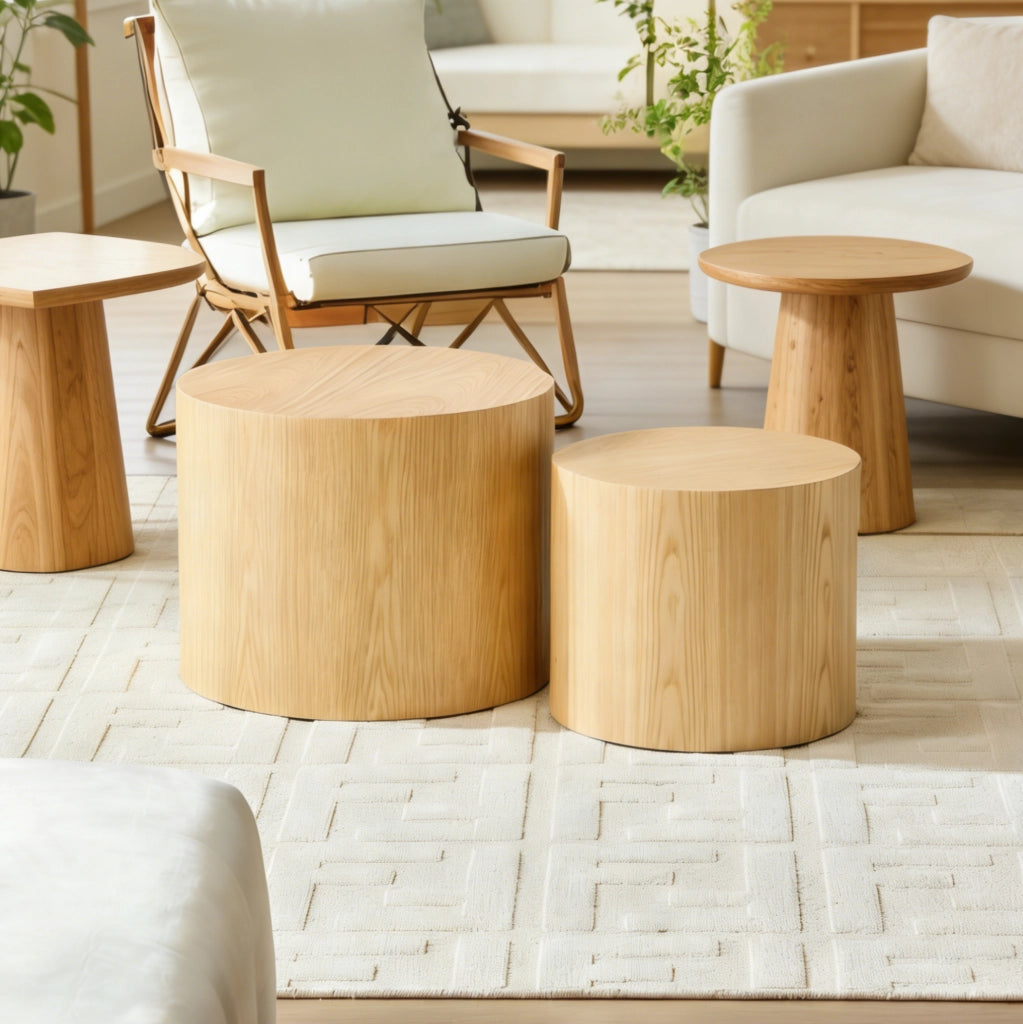 Set di tavolini nidificanti in MDF color naturale