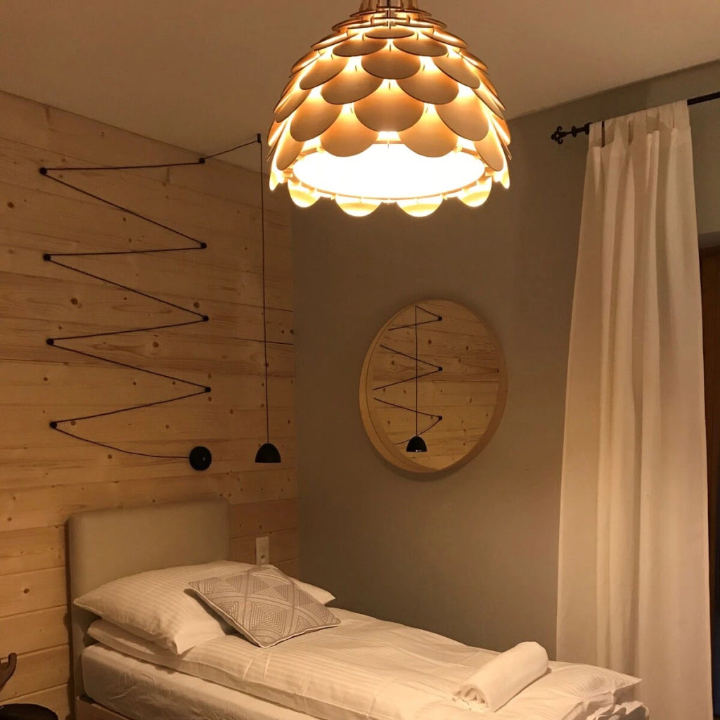 Lampada a sospensione Burgo piccola legno E27 Ø35 Light Prestige