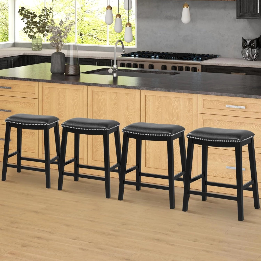Sgabello da bar 2 pezzi, altezza 66 cm, sgabello da bar in ecopelle PVC con seduta imbottita, telaio in legno, carico massimo 100 kg, sgabello: