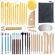 Set di utensili ceramici da 42 pezzi, adatto per argilla polimerica, pietra, argilla plastica e utensili manuali.