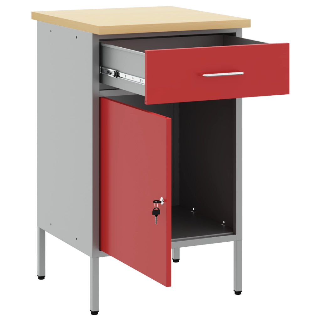 Armadio da Lavoro Rosso 50x55x84 cm Acciaio