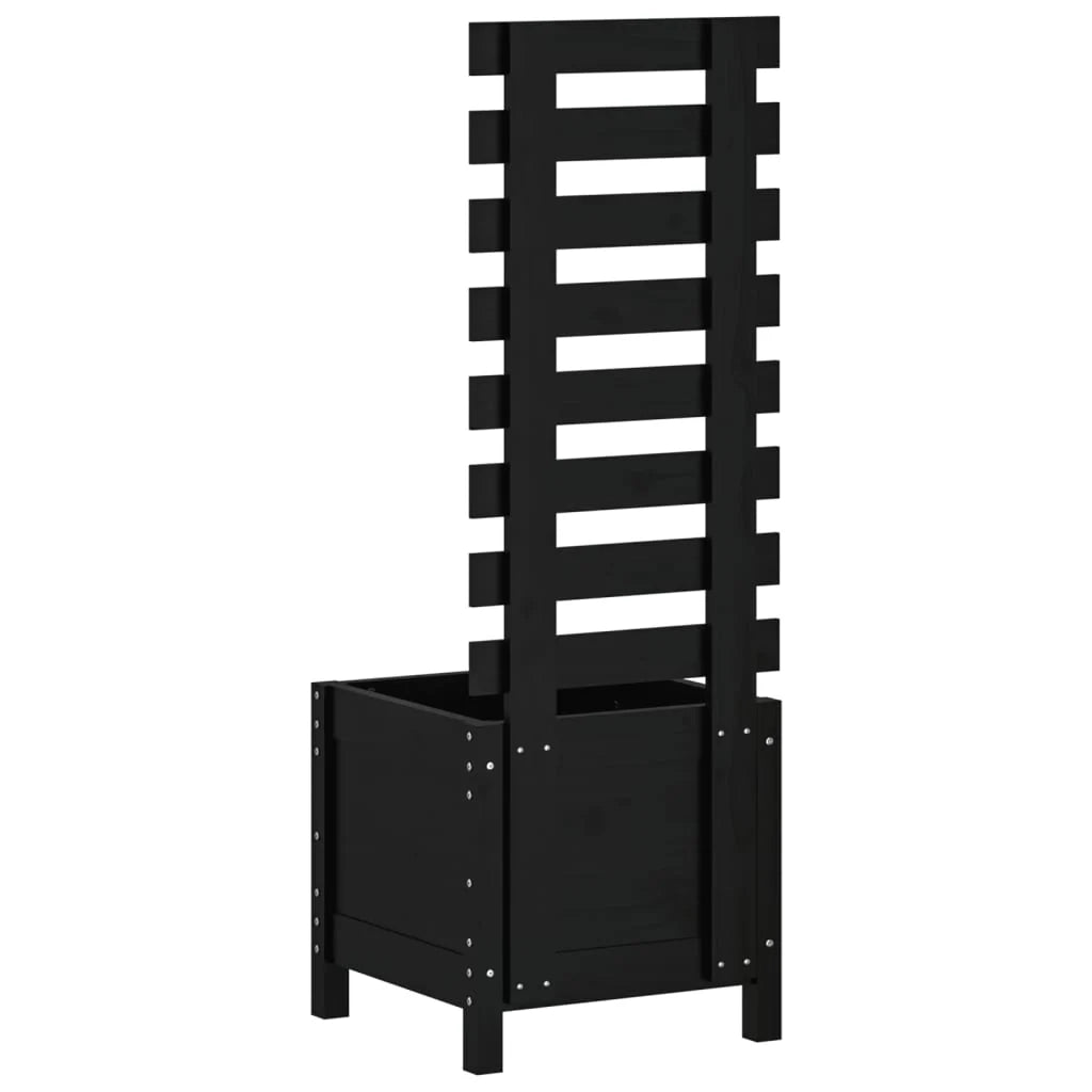 Fioriera rialzata per piante fiori patio giardino con supporto 39 x 39,5 x 114 cm legno massello di pino nero 02_0038215