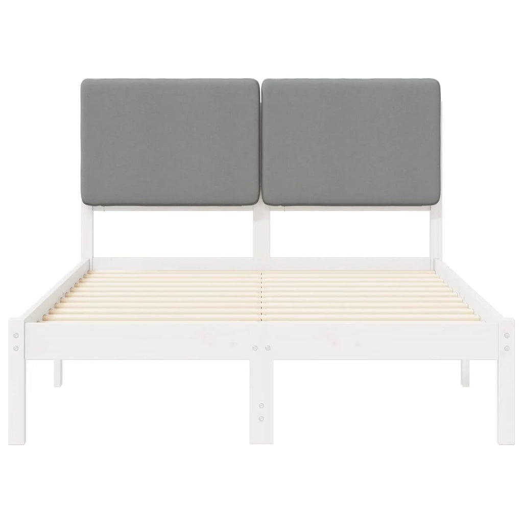 Letto con Testiera Rivestita Grigio chiaro 135 x 190 cm