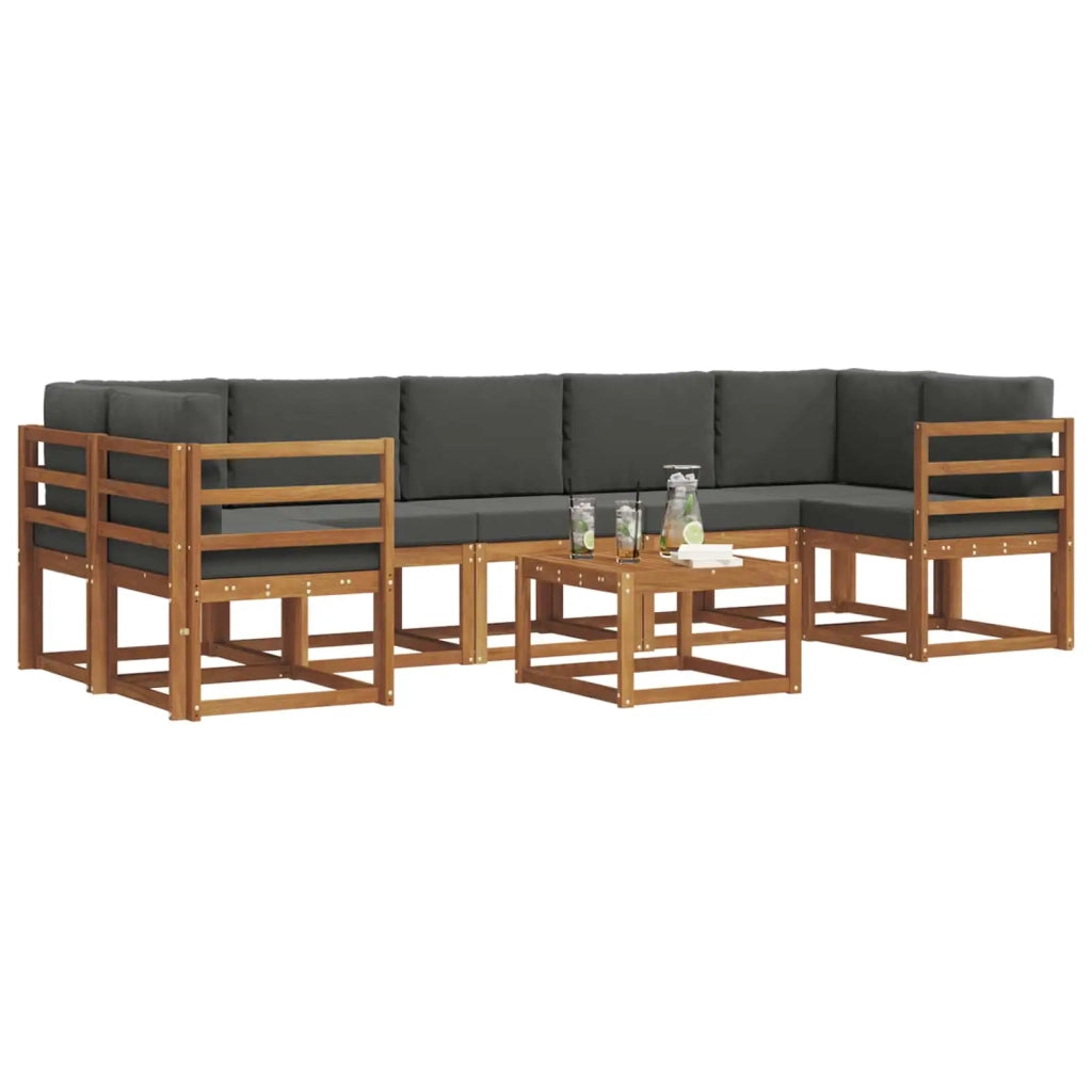 Set di divani da esterno con cuscino 8 pcs Naturale e Antracite