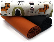 Set di tessuti in cotone 1,5m design + 2x selezione di tessuti 100% cotone a colori coordinati (Zoo Animals Set09)
