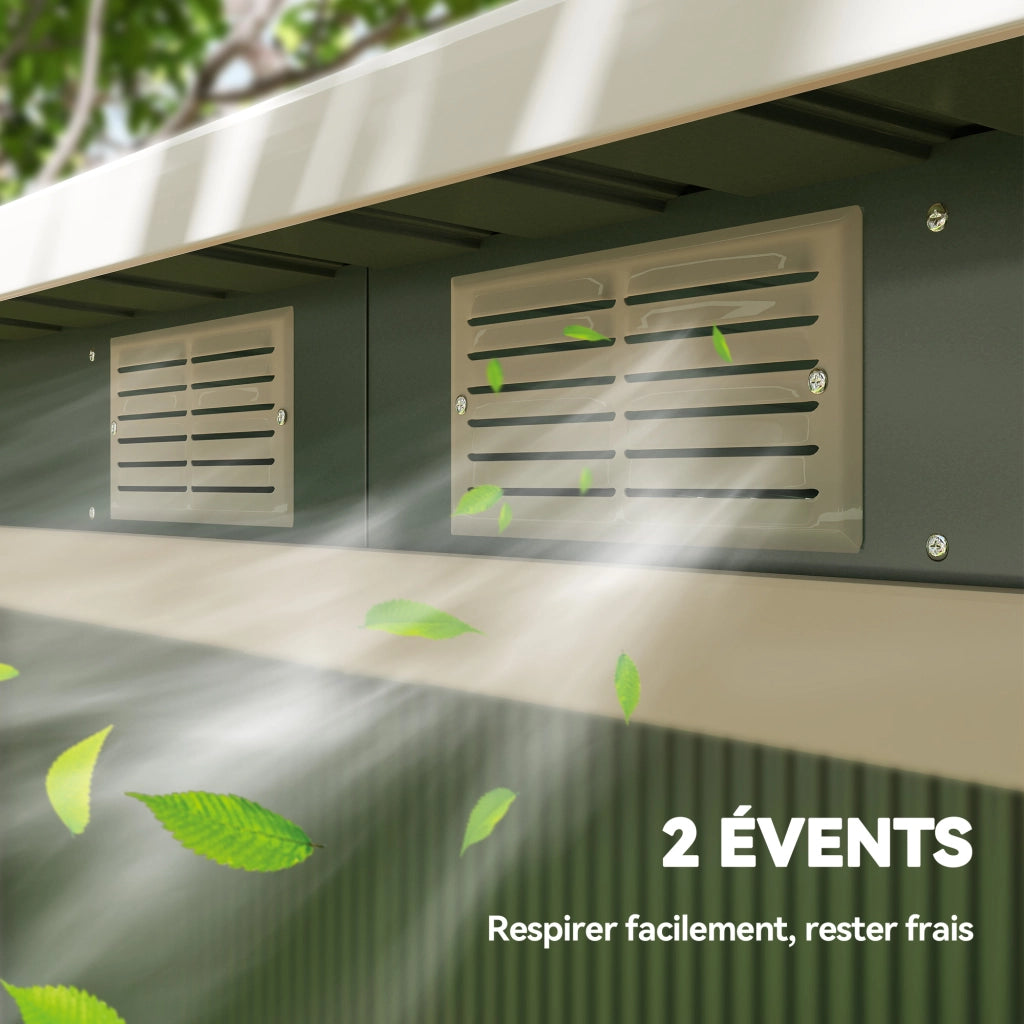 Capanno da Giardino 3.6 m2 con Porte Scorrevole ¨C zephmum ¨C Verde Chiaro Acciaio Galvanizzato