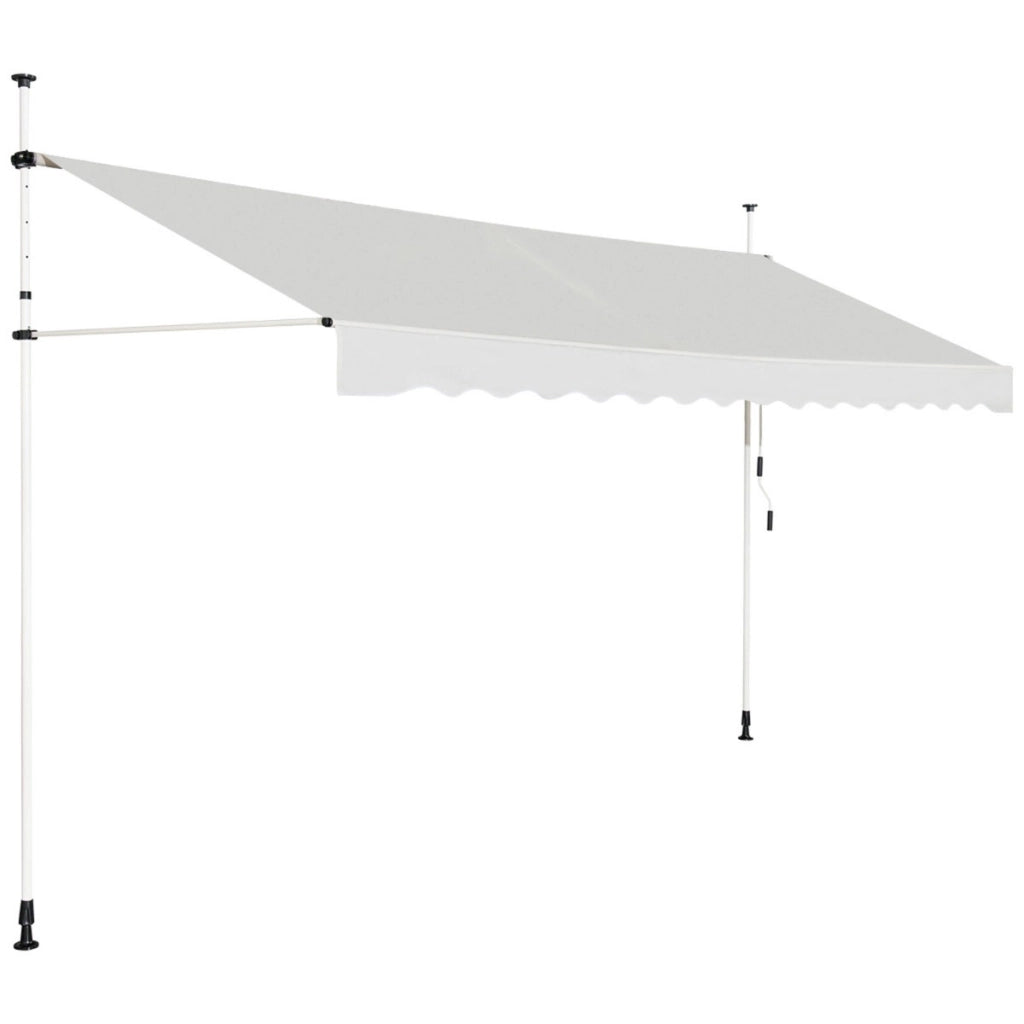 Tenda da sole telescopica e retrattile, Tenda parasole resistente ai raggi UV impermeabile con manovella 350x125cm Beige-Tende parasole