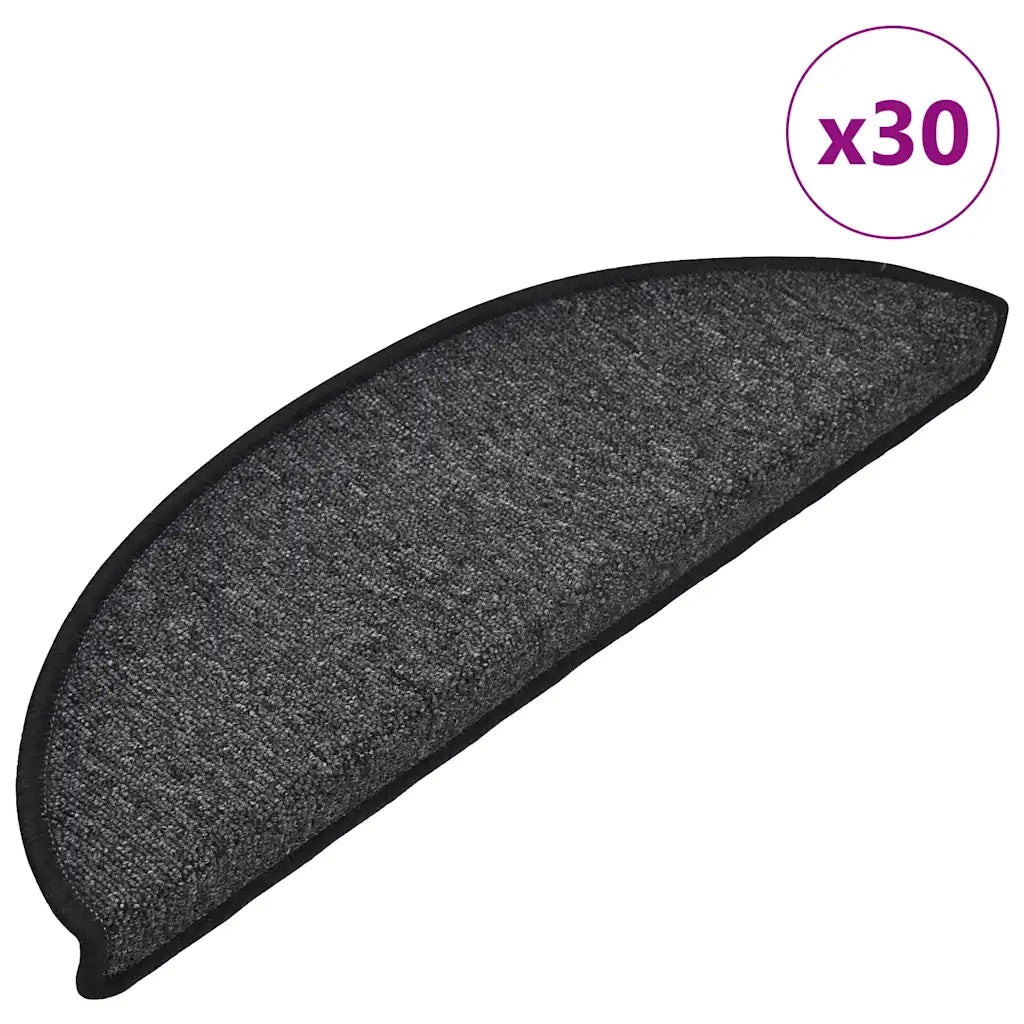 Tappetini per scale 30 pz 56x17x3 cm Antracite Semicircolari 3365733
