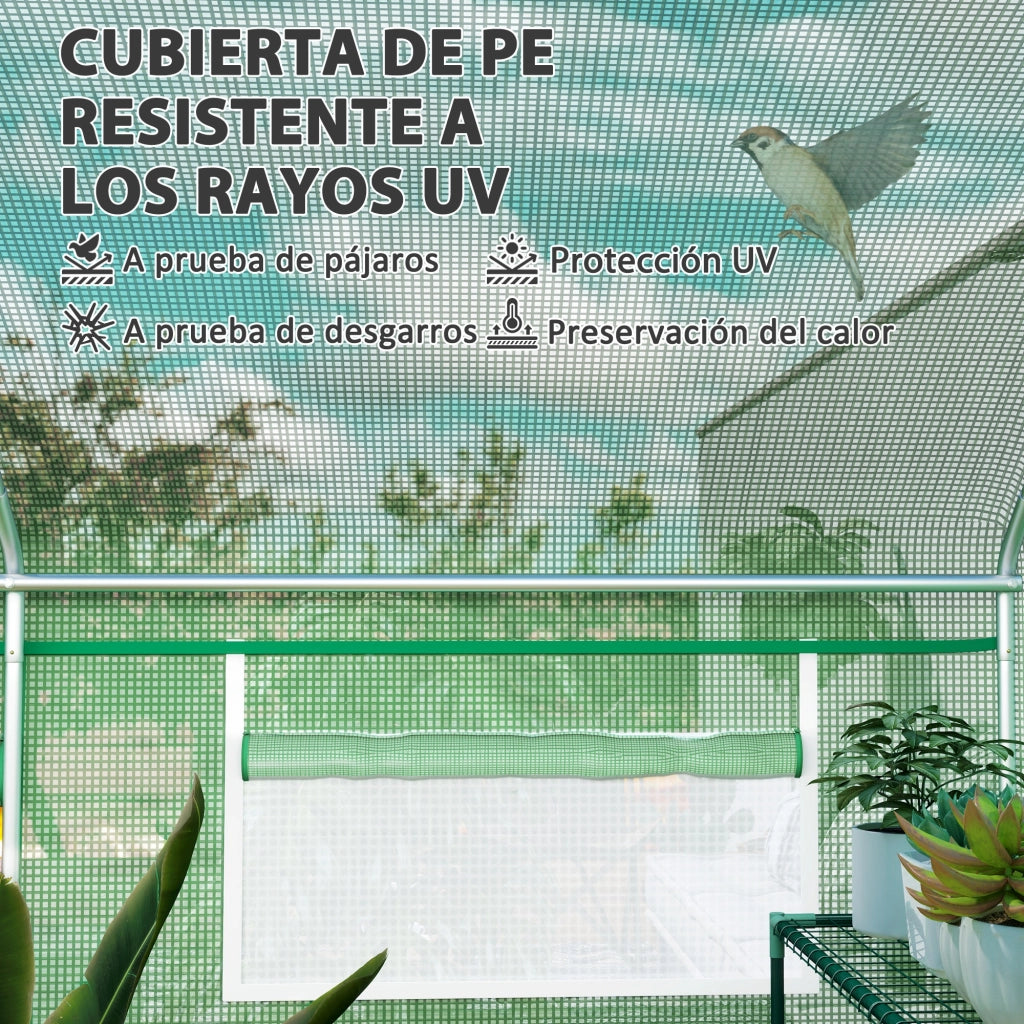 Serra a Tunnelo per Giardino ¨C Minimal ¨C 4x3x2 m Verde con 6 Finestre e 3 Porte