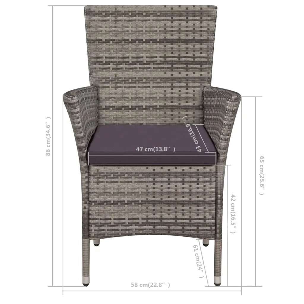 Set da Bistrot 3 pz in Polyrattan Grigio 44095