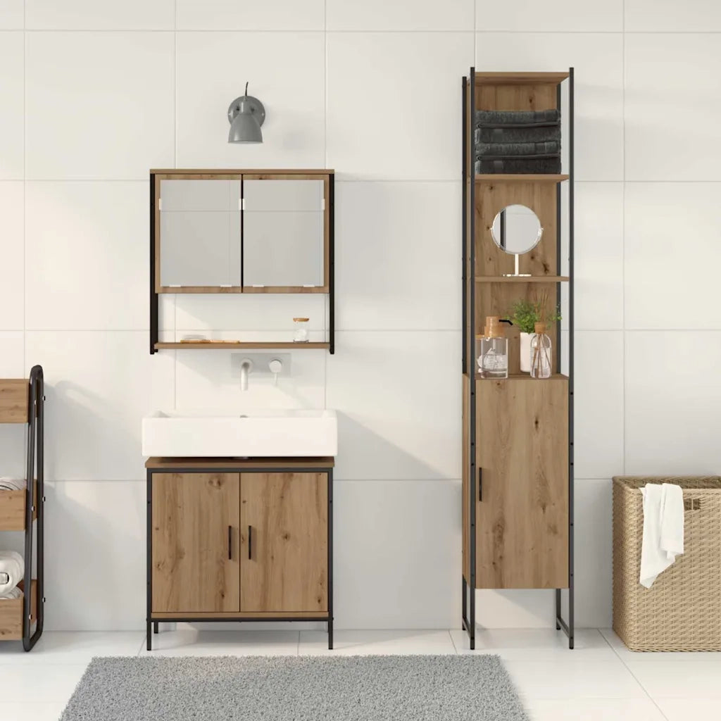 Set di mobili per il bagno 3 pcs Marrone Legno multistrato 3334361