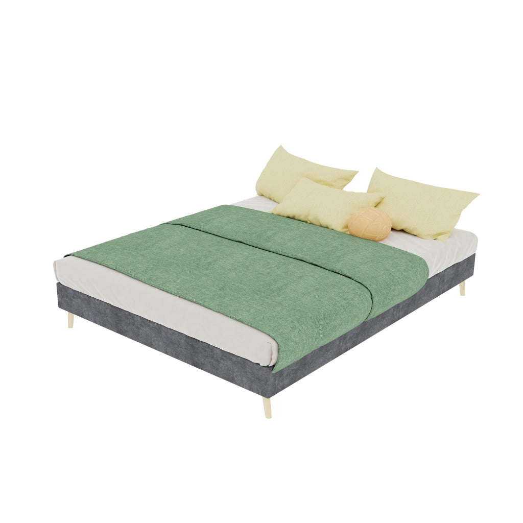 LETTO per cameretta con testiera a forma cartoon 140x200 cm Grigio in tessuto e metallo