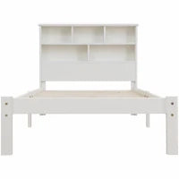 Letto Singolo con Cassetti e Rete a Doghe, Libreria, Senza Materasso, 90x200 cm, Bianco