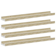 4 pz Mensole da Parete | Scaffali a Parete | Ripiano a parete Bianco e Rovere Sonoma 60x9x3 cm