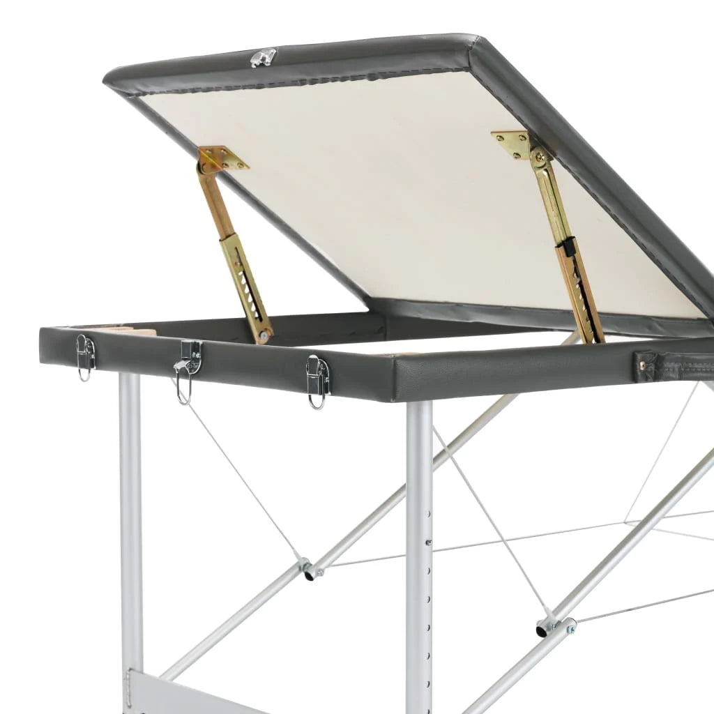 Lettino da massaggio a 3 zone struttura in alluminio panca per massaggi poggiatesta braccioli regolabili lettino da massaggio pieghevole portatile antracite 02_0001798