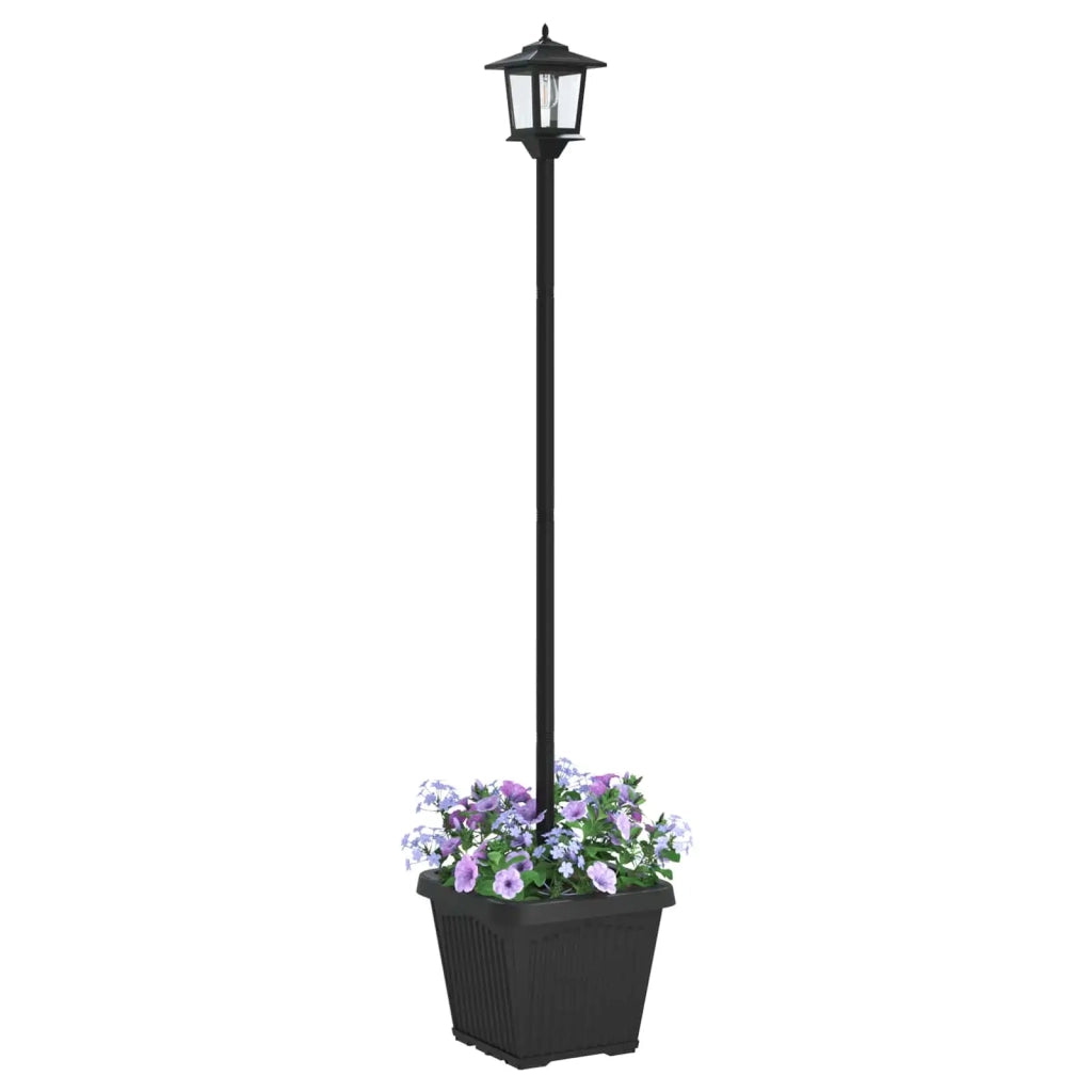 Lampione solare con fioriera Nero 32 x 32 x 158 cm 42042692