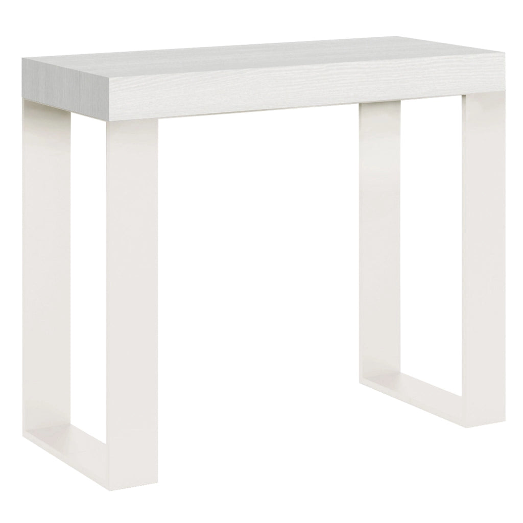 Consolle Allungabile 90-300x40x77 cm Tecno Bianco Frassino telaio Bianco
