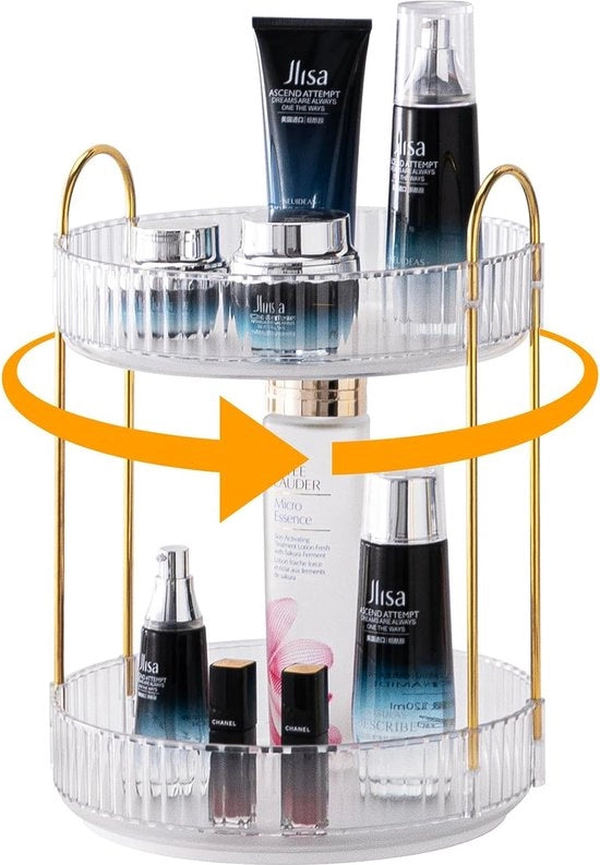 Organizzatore per il bagno, 360° girevole per la toeletta, grande capacità per la cura della pelle, organizzatore girevole per cosmetici sul comodino sulla toeletta.