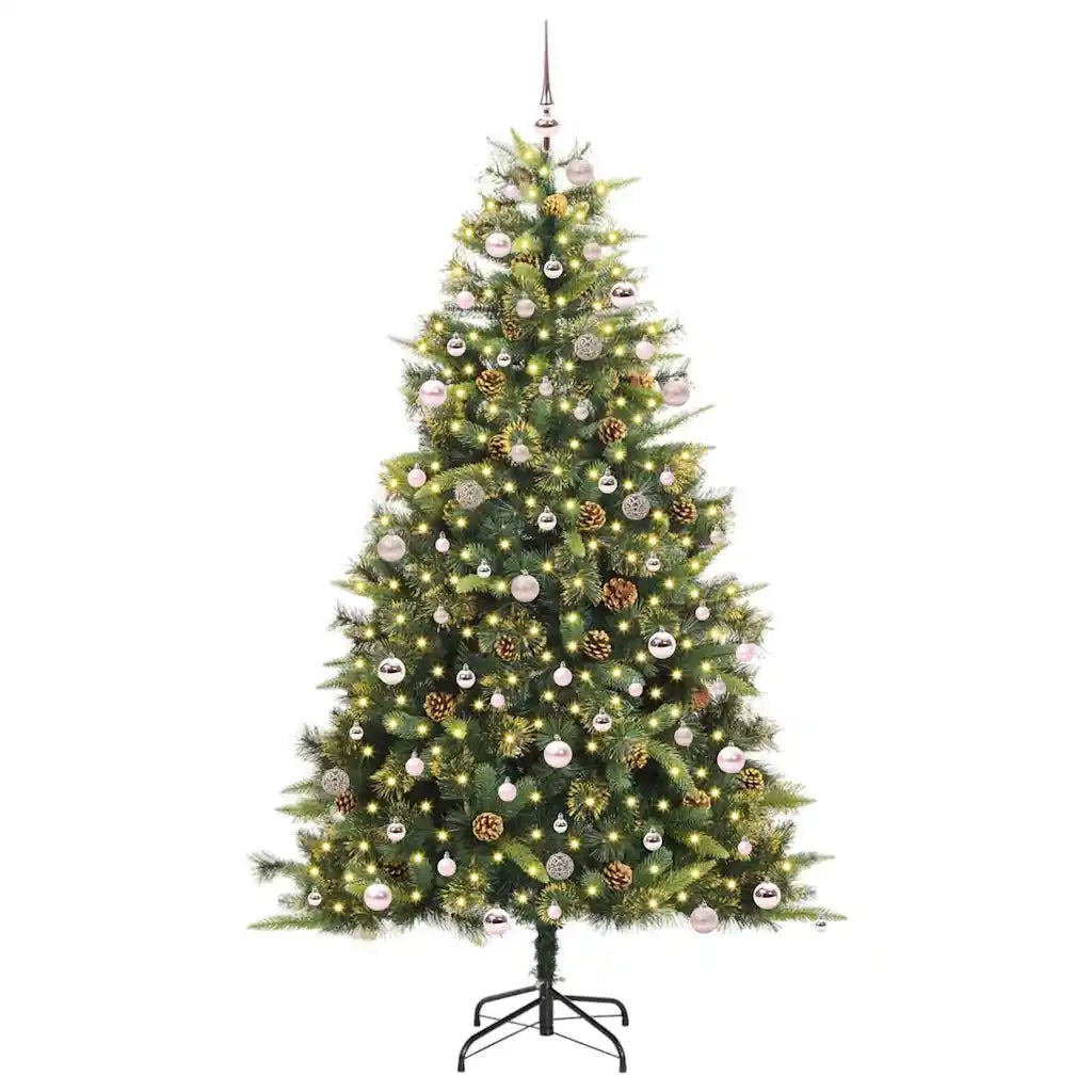 Albero di Natale artificiale pieghevole con coni Verde 240 cm 3395109