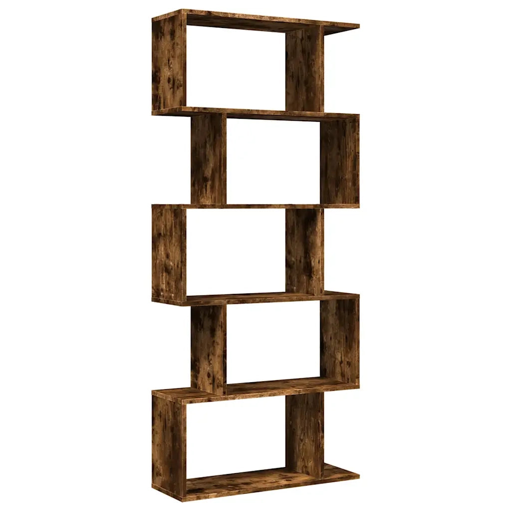 Libreria 5 Ripiani-Scaffale per Libri-Mobile di Stoccaggio Rovere Fumo 70x24x161 cm in Truciolato