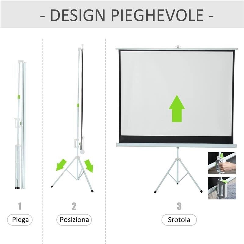 TELO PROIETTORE 84 POLLICI FORMATO 4:3 CON TREPPIEDI