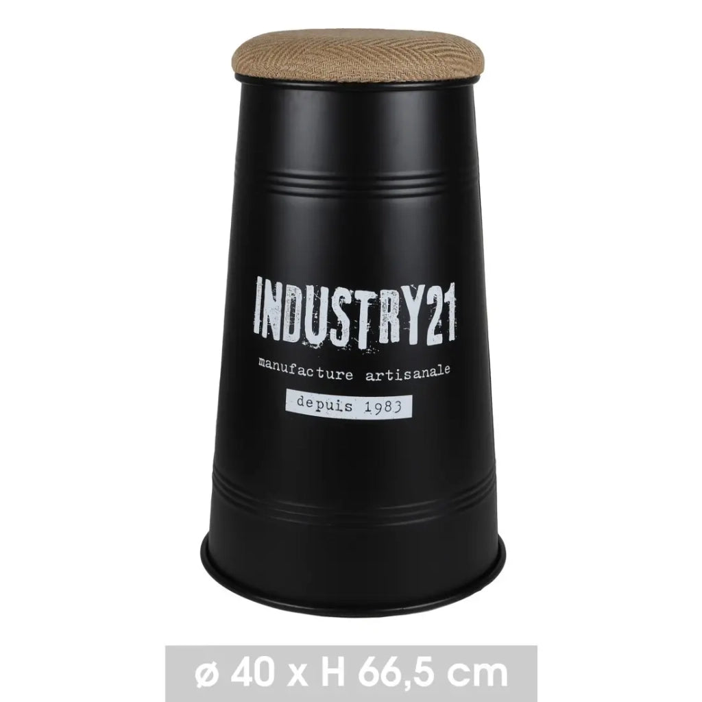 Sgabelli da bar in stile industriale collezione APERO - Colori nero con seduta in iuta