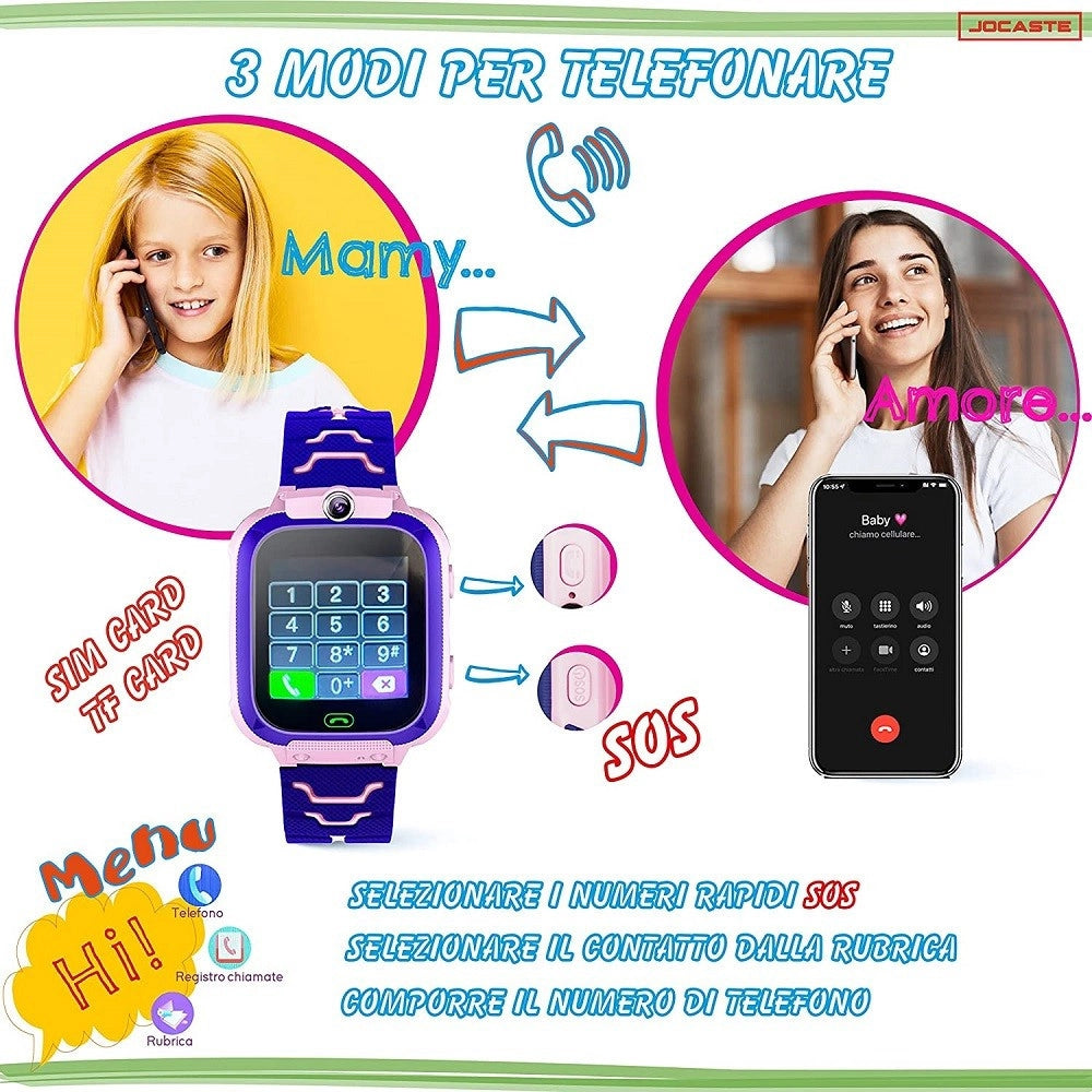Trade Shop - Smartwatch Per Bambini Orologio Digitale Touch Supporto Sim Giochi Idea Regalo -