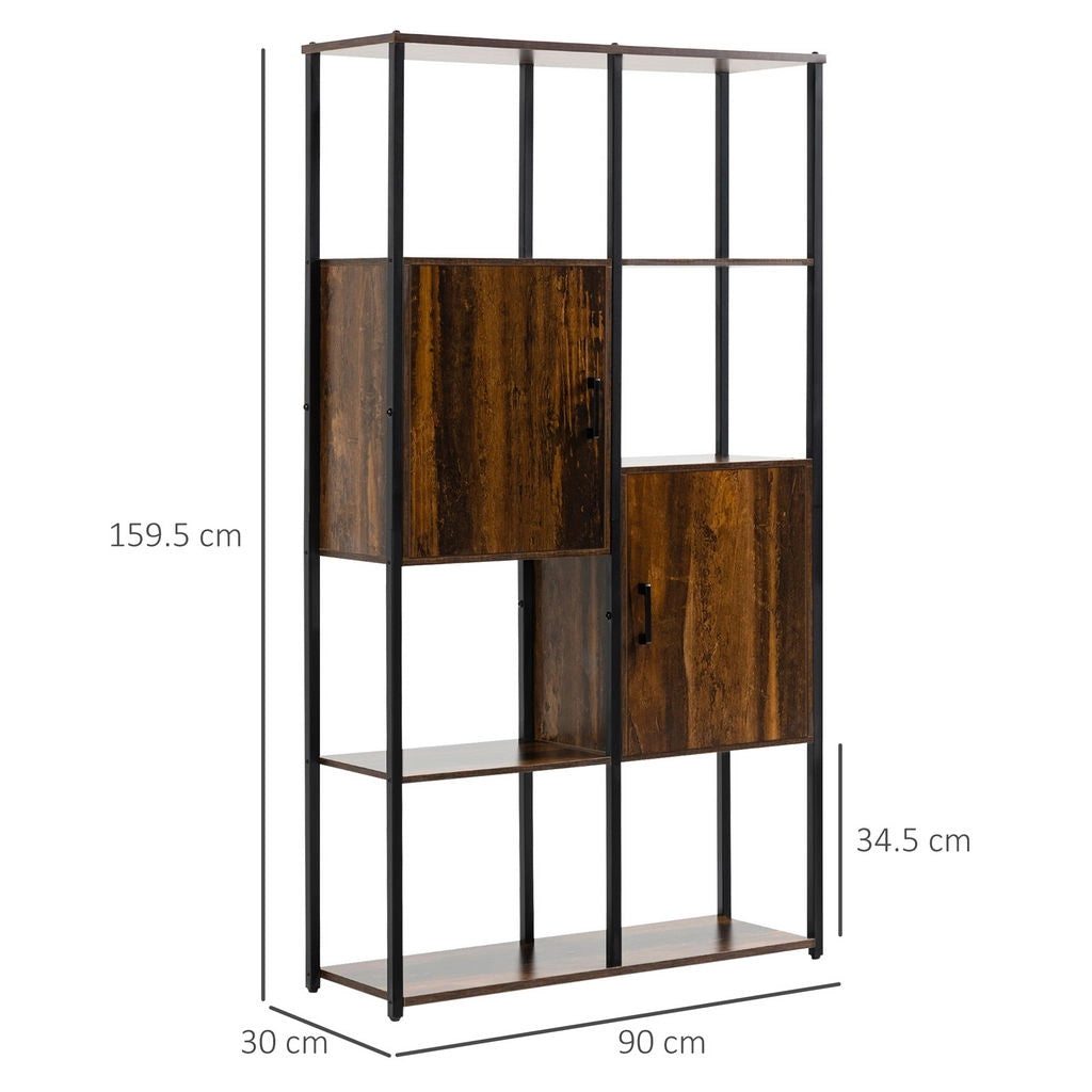LIBRERIA STILE INDUSTRIALE CON 4 RIPIANI 90X30X159.5CM NERO E MARRONE