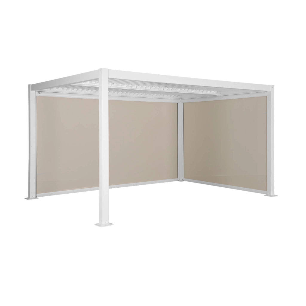 Pergola bioclimatica 3x4m in alluminio e acciaio + 1 tenda 3m + 1