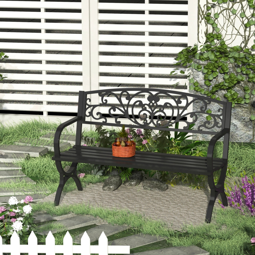 Panchina da Giardino 2 Posti ¨C ZephMum ¨C Ferro Nero 127x60x85cm