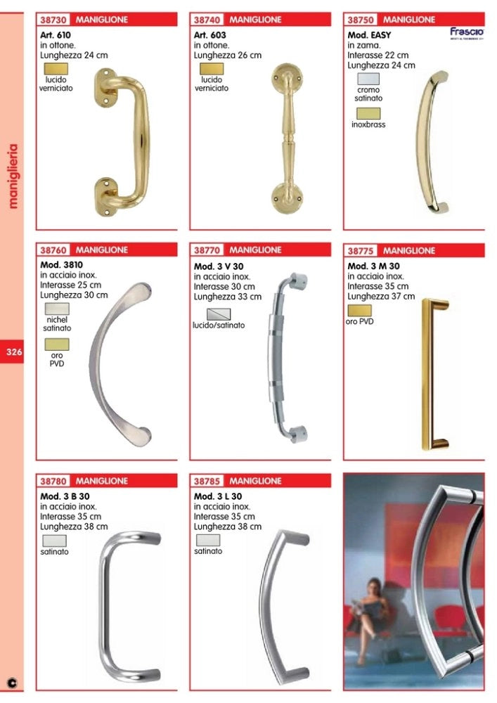 2pz frascio maniglione "easy" cromo satinato art. 201 cod:ferx.44020