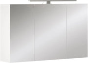 Mobile a specchio per il bagno Lavio, Bianco, 100 x 60 cm con 3 porte e illuminazione a LED, con ripiano integrato e illuminazione a LED