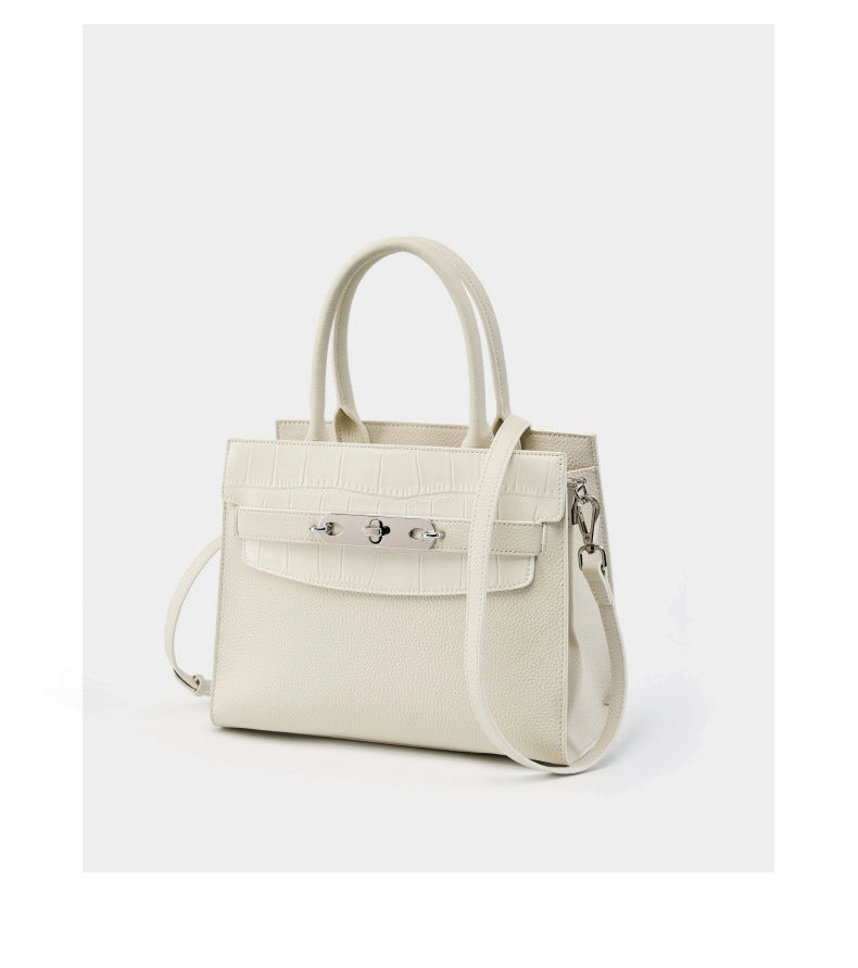 Borsa da donna in vera pelle, borsa vintage bianca