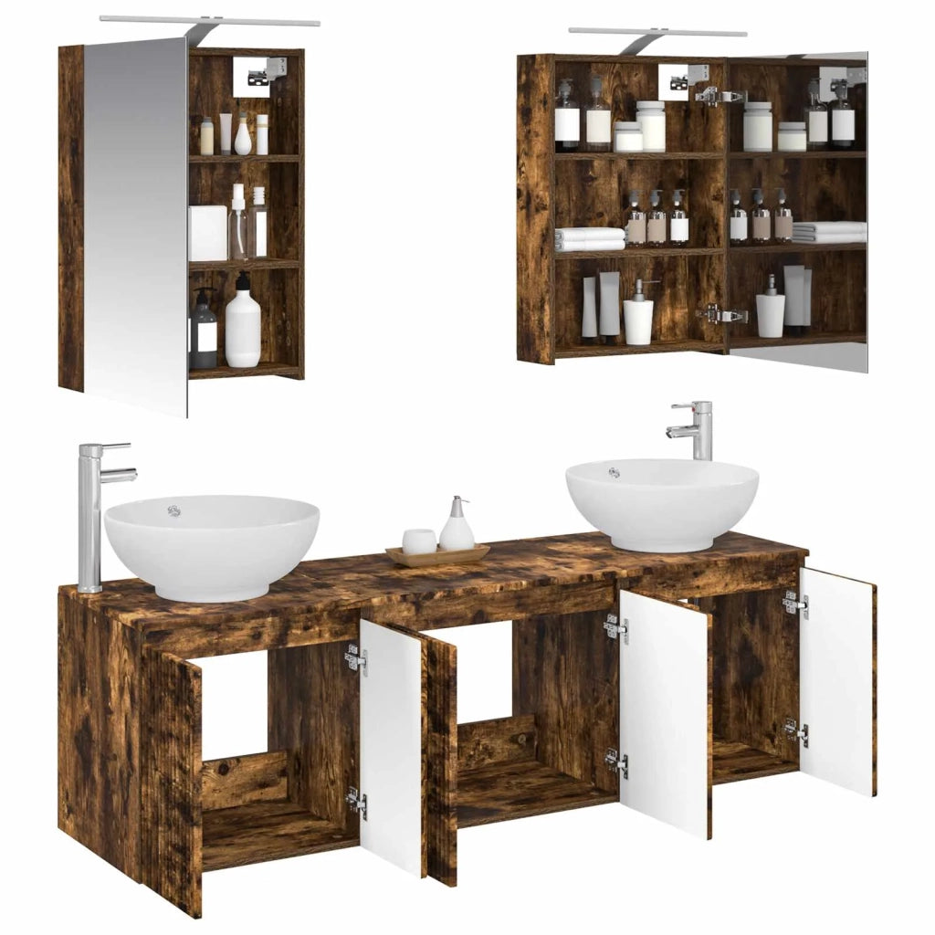 Set di Armadi da Bagno 5 pcs Rovere Fumo Legno ingegnerizzato 3406475