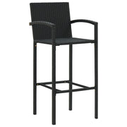 Sgabelli da Bar 4 pz in Polyrattan Nero