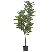 Pianta a artificiale ficus in vaso verde e Nero sintetico 160 cm Materiale accessorio decorativo per interni